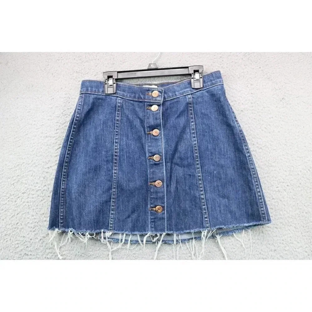 J. Crew Denim Button Down‎ Skirt-Size 28-Dark Wash